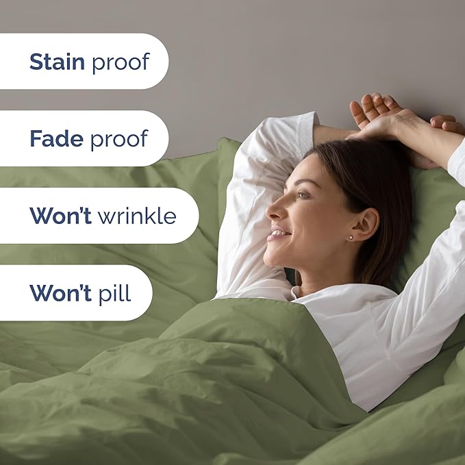 Duvet Cover King Size Set - Extra Soft King Size Duvet Cover 104 x 90 with 2 Pillow Shams - Hotel Luxury Easy Care and Fade Free w/Zipper Closures & Ties - Comfy Breathable Bedding Set (Sage Green)