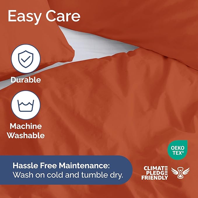 Duvet Cover King Size Set - Extra Soft King Size Duvet Cover 104 x 90 with 2 Pillow Shams - Hotel Luxury Easy Care and Fade Free w/Zipper Closures & Ties - Comfy Breathable Bedding Set (Terracotta)