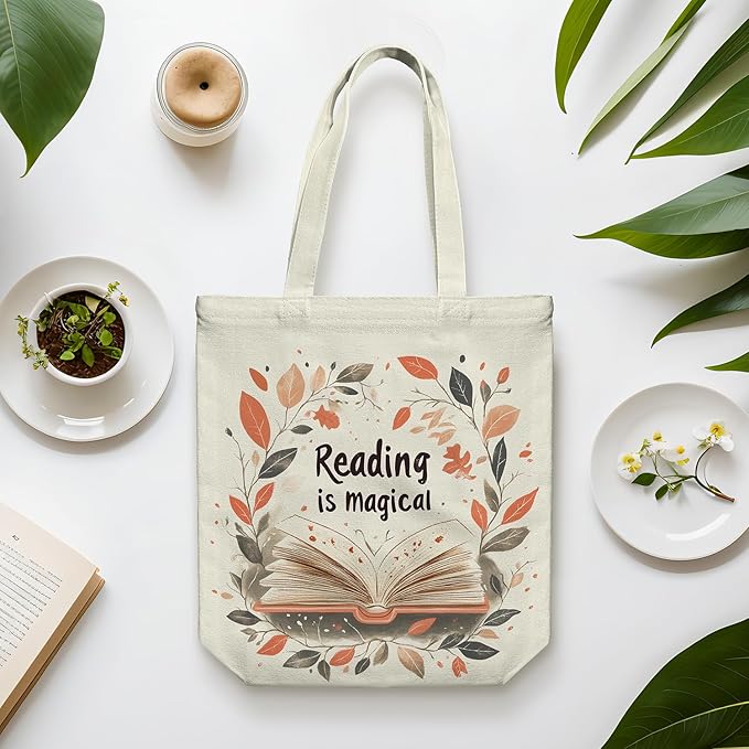 Canvas Tote Bag for Women, Aesthetic Tote Bag with Zipper Pocket for Grocery Travel Work Gift, Canvas Shopping Bag