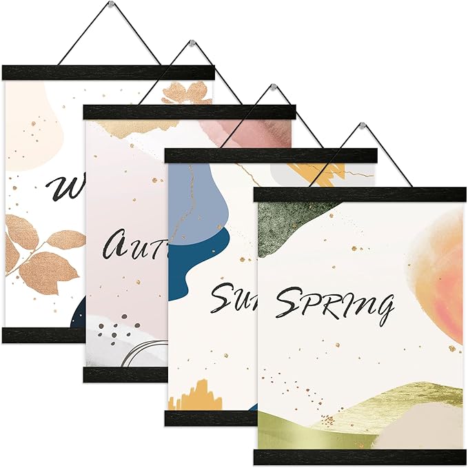 4 Pack Magnetic Poster Hanger Frame 16 inch Black- 16x24 16x22 16x20 Poster Frame for Wall Art Pictures Photos Prints Maps Diamond Art Painting