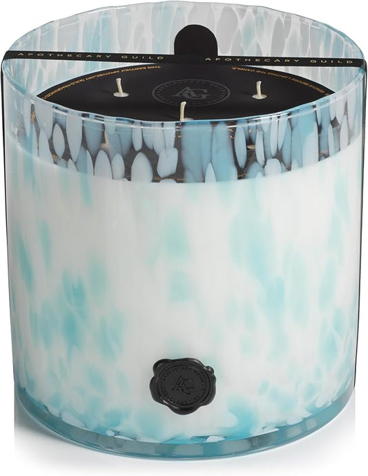 Zodax Apothecary Guild Apothecary Guild Opal Glass Five-Wick Candle Jar 8 in x8 in 250 Hours Burn Time Aqua Blue Sunset Beach