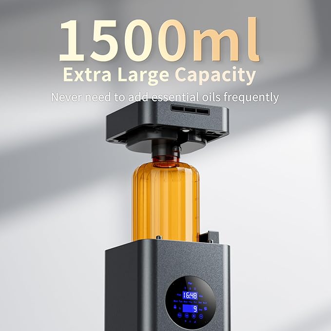 1500ml Scent Air Machine for Home, 4000 sq. ft Coverage Waterless Diffuser Essential Oil Diffuser Hotel Scent Diffuser Cold Air Nebulizer for Large Room Hotel Office (Deep Gray)