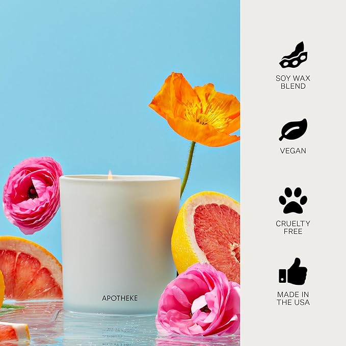 Apotheke Signature Scented Candles for Home, Sea Salt Grapefruit - 10.5 oz - Soy Wax, Non Toxic, Large Jar White - Luxury Candle Gifts for Women & Men - Pepper, Dew Drops, and Tarragon