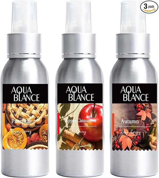 Fragrant Room Spray, Autumn, Apple Cinnamon, Pumpkin, 3 x 3.4 fl oz, Air Fresheners Odor Eliminator for Home, Bathroom, Concentrated Room Spray
