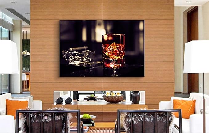 Bar Art Kitchen Frames - Wall Decor with Whiskey Decor & Food Poster for Dining Room (12''Hx18''W)