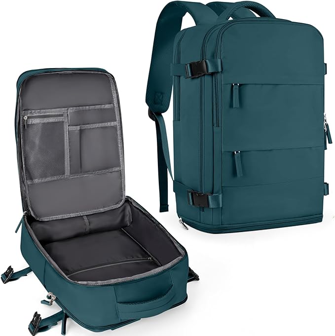 coowoz Travel Backpack For Women Men,Carry On Backpack,Hiking Backpack Waterproof Outdoor Sports Rucksack Casual Daypack Travel Essentials(Peacock Blue)