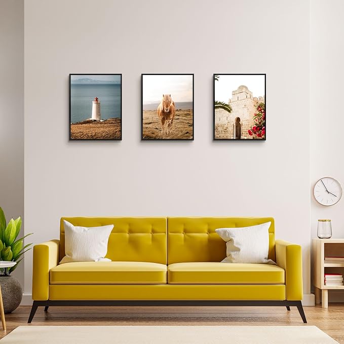 Golden State Art, 14x18 Aluminum Picture Frame, Black Metal Thin Poster Frames for 14 x 18 inch Photo, Acrylic Front, Wall Hook for Horizontal or Vertical Display, 3 Pack