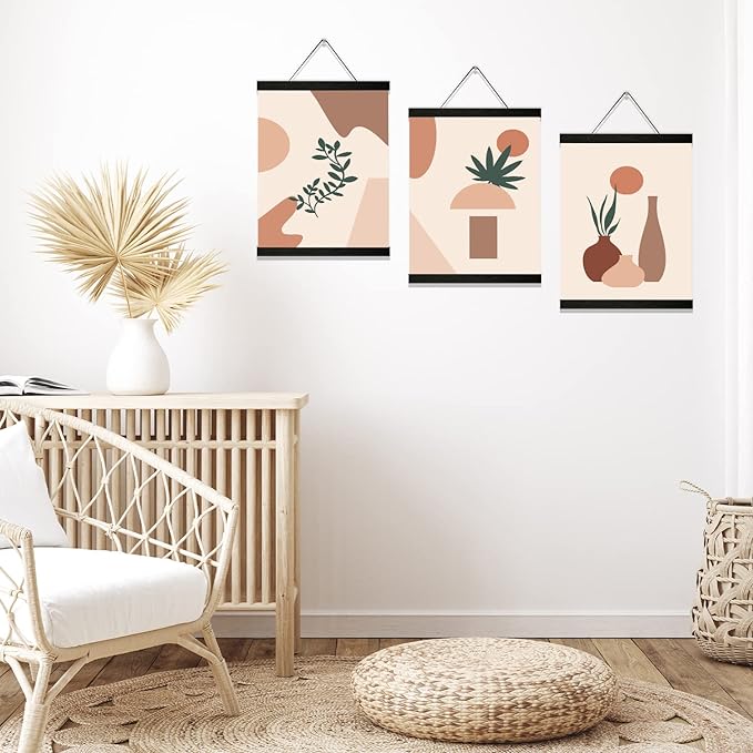 3 Pack Magnetic Poster Hanger Frame 12 inch Black,12x16 12x18 12x20 12x24 Wood Magnet Frames Hangers for Photos, Pictures, Prints, Maps, Canvas Artwork,Diamond Art Painting,Canvas Hanger