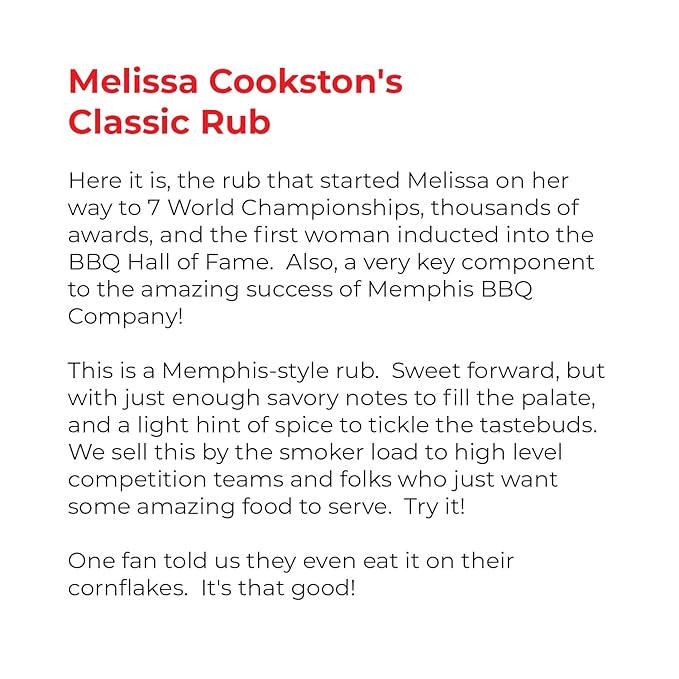 Melissa Cookston's Classic BBQ Rub, Award Winning Barbecue Rubs, 16 Oz