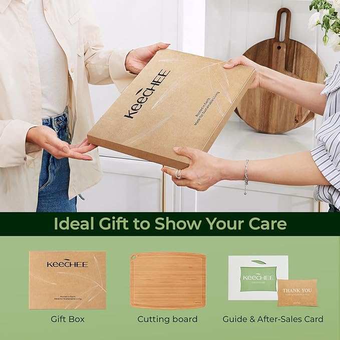 Dishwasher Safe Carbonized Bamboo Wood Cutting Boards for Kitchen with Juice Groove, Wooden Charcuterie & Chopping for Fruit, Vegetables & Cheese, Durable, Lightweight, Water-Resistant