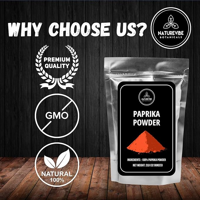 Paprika Powder 2lb by Naturevibe Botanicals | Red Paprika Ground Seasoning | Great for Garnishing (32 Ounces)