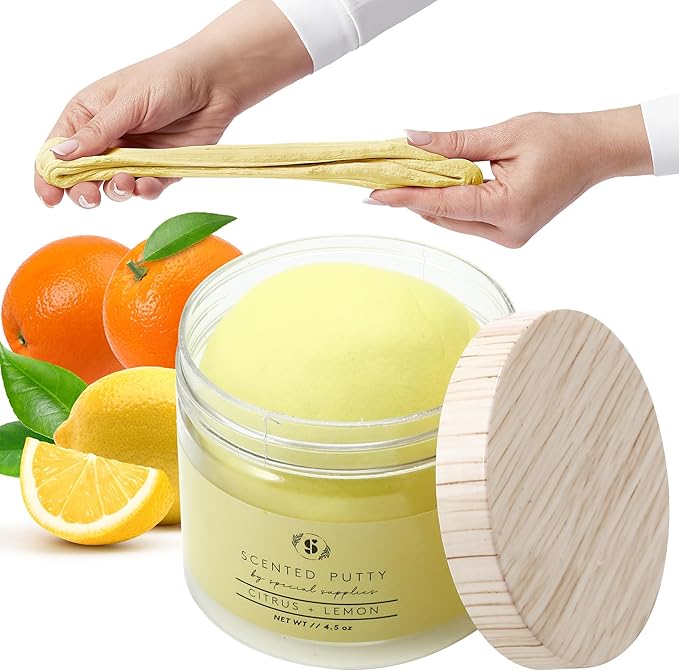 Special Supplies Scented Therapy Putty Dough - Infused with Pure Essential Oils for Aromatherapy and Meditation- Relaxation Gifts for Kids and Adults - Non-Stick (Citrus + Lemon (4.5 oz))