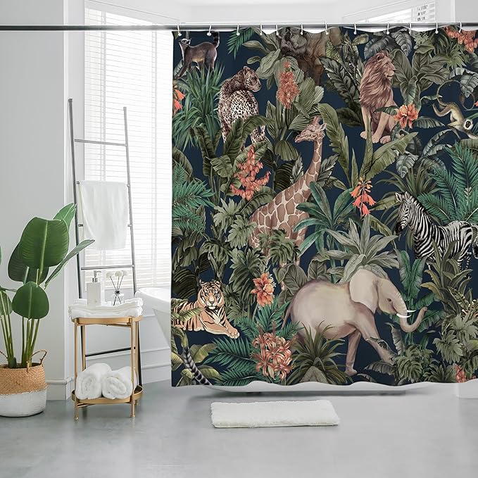 Bohemian Bathroom Curtain Colorful Boho Floral Print Beautiful Bright Polyester Fabric Cloth Shower Curtain for Bathroom Decoration, 72"x72"