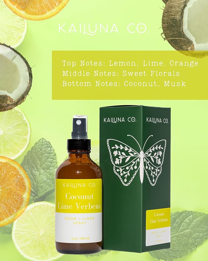 Coconut Lime Verbena Artisan Natural Room and Linen Spray with Pure Essential and Fragrance Oils, Small Batch, Made in California (4 oz)