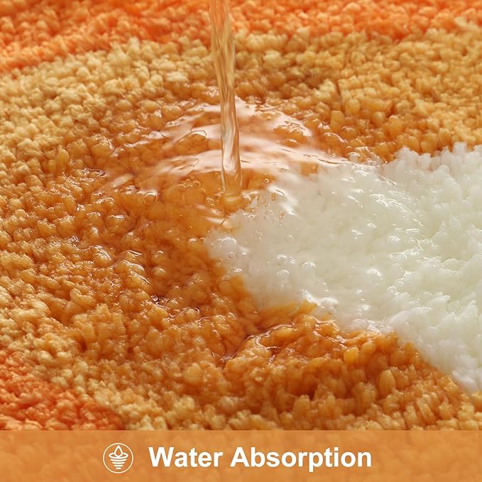HAOCOO Bath Mats for Bathroom, 20x31 inch Fluffy Microfiber Shower Rug, Non Slip Aesthetic Washable Orange Bathroom Rugs Absorbent Carpet for Bathroom Floor Tub Shower