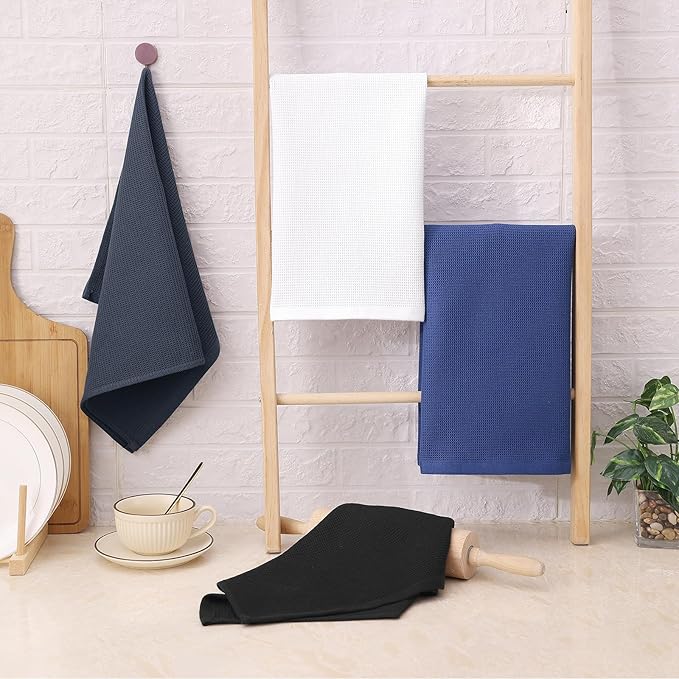 Homaxy 100% Cotton Waffle Weave Kitchen Towels - 8 Pack Soft and Absorbent Dish Towels - 16 x 26 Inches Quick Dry Hand Towels - Multiple Colour
