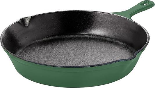 Utopia Kitchen Cast Iron Frying Pan 8 Inch, Cast Iron Chefs Pan, Pre Seasoned Skillet, Safe Grill Cookware for Indoor & Outdoor Use, Green