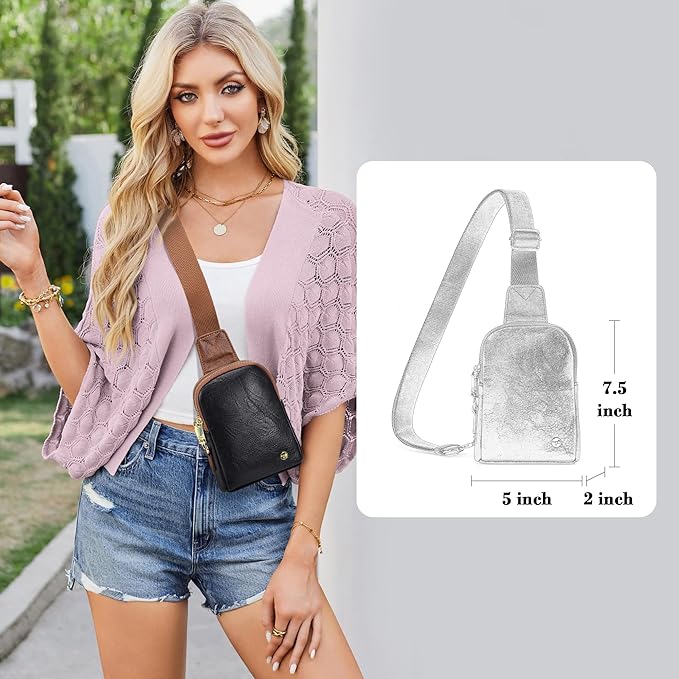 INICAT Travel Small Sling Bag Leather Crossbody Bags for Women Fanny Packs Cross Body Bag for Woman Cross Body Purses