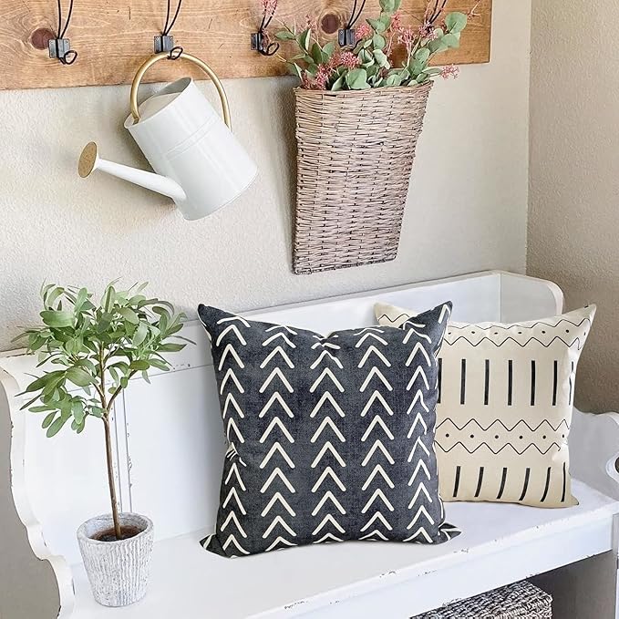 YCOLL Pillow Covers 20x20 Set of 4, Modern Sofa Throw Pillow Cover, Decorative Outdoor Linen Fabric Pillow Case for Couch Bed Car, Rustic Gray