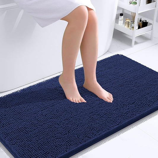 OLANLY Bathroom Rugs 44x24, Extra Soft Absorbent Chenille Bath Rugs, Rubber Backing Quick Dry, Machine Washable Bath Mats for Bathroom Floor, Tub and Shower, Home Decor Accessories, Twilight Sapphire