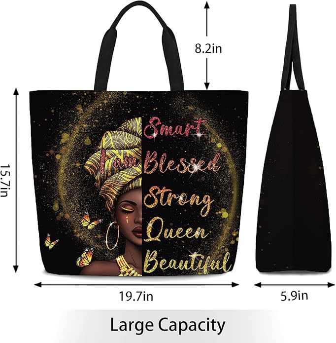 IAGM Women Tote Bags African American Woman Shoulder Bag Afro Black Girl Magic Satchel Handbags For Shopping,Work,Grocery,Gym