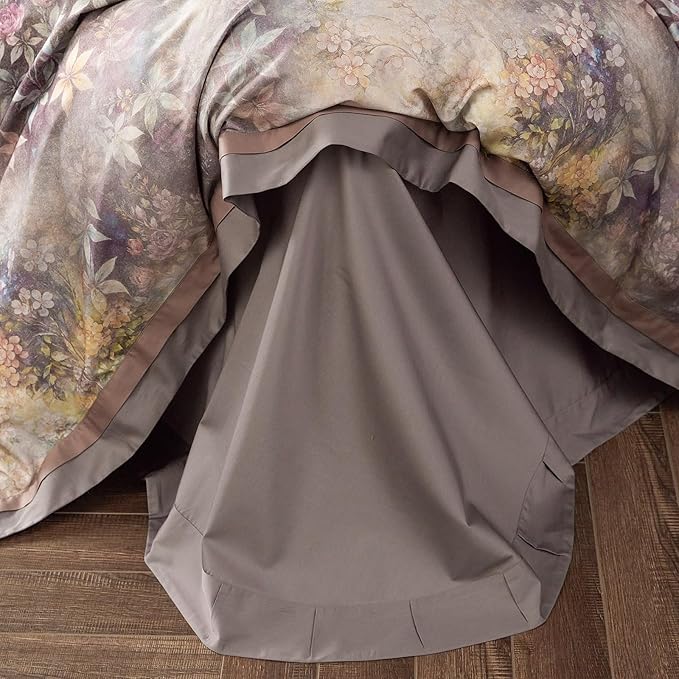 mixinni Vintage Floral Duvet Cover Set - Queen Size, 100% Long Staple Cotton Percale, Reversible Purple Floral Bedding Set with Zipper Closure, 3-Piece Luxury Duvet Cover with 2 Pillow Shams (20"x26")