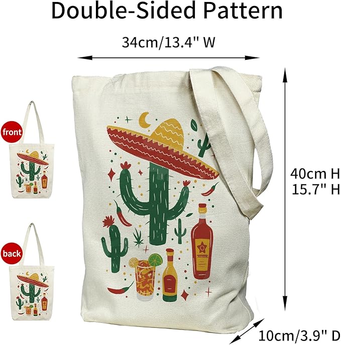 Canvas Tote Bag for Women, Aesthetic Tote Bag with Zipper Pocket for Grocery Travel Work Gift, Canvas Shopping Bag