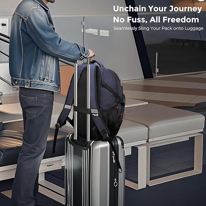 Swissdigital Design Travel Backpack for Men with Apple Find My, Laptop Backpack with USB Charging Port, RFID Protection, Add-A-Bag System - Travel Backpack for Men-Finder Color Random