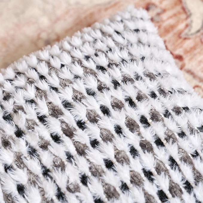 Aeckself Boho Chenille Tufted Pillow Cover 12x20 Inch, Rectangle Decorative Lumbar Throw Pillow Cover Neutral Pillowcase for Couch Bedroom Living Room, Black Gray