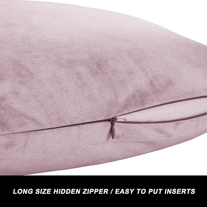 GIGIZAZA Velvet Blush Pink Throw Pillow Covers Decorative Cushion Covers Pillow Cases Sham for Sofa Couch (20x20inch(50x50cm)-4pcs, Blush Pink)