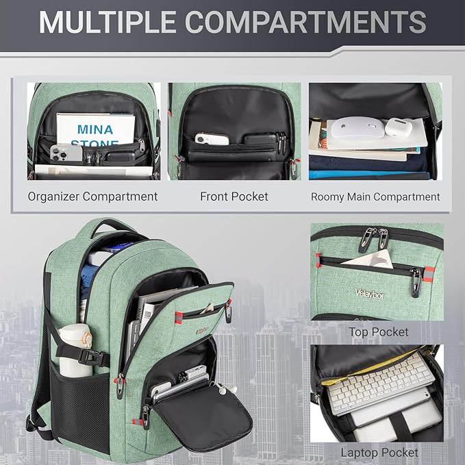 40L Expandable Laptop Backpack, Anti-thief Travel Backpack with USB Charging Port, Airline Approved Business Waterproof Carry on Luggage, Fits 15.6" Laptop for Men Women