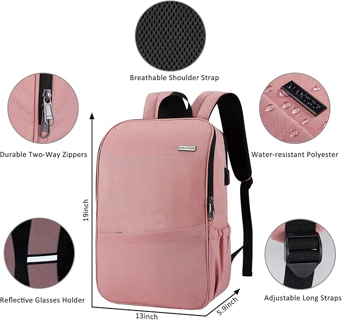 MAXTOP Laptop Backpack Bookbag Backpack with USB Charging Port Anti-Theft[Water Resistant] Work College Business Travel Computer Backpack for Men Women Fits up to 17" Notebook