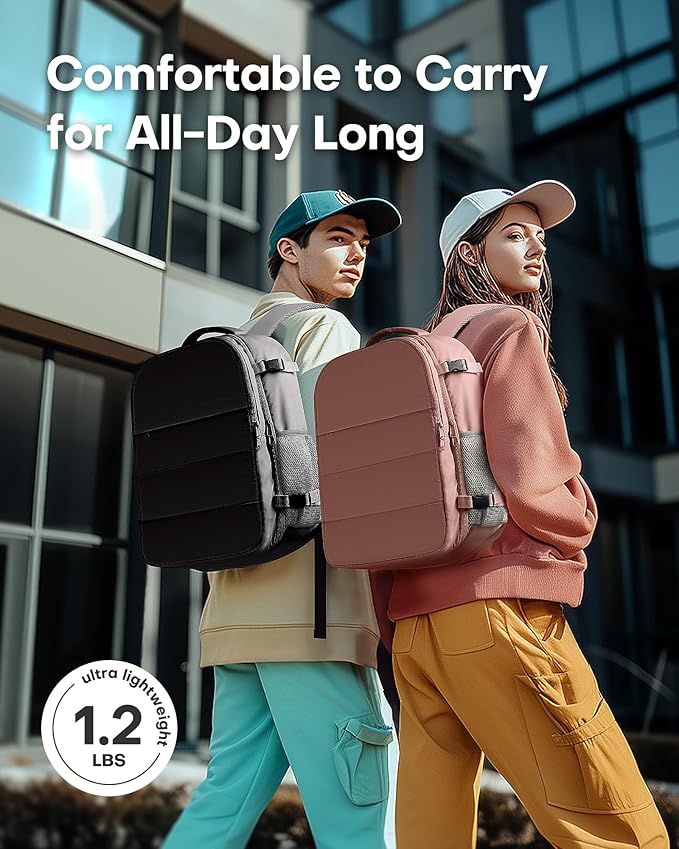 HOTOR Travel Backpack - Flight Approved Travel Bag for Men and Women, Carry on Luggage for 15.6" Laptop and Travel Essentials for Work, Business, Weekender, College 12.8"x8.3"x18.5" (Black)