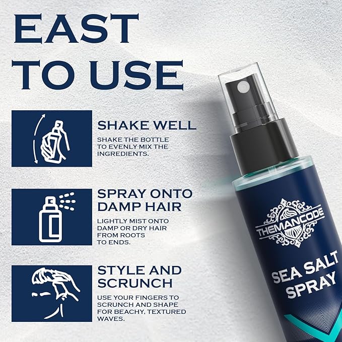 Sea Salt Spray for Men, Travel Essentials, Beach Vacation Essentials, Travel Size Beachy Hair Texturizing Hairspray, Surf Spray Adds Instant Volume, Men Gift Ideas, 3.4 Oz