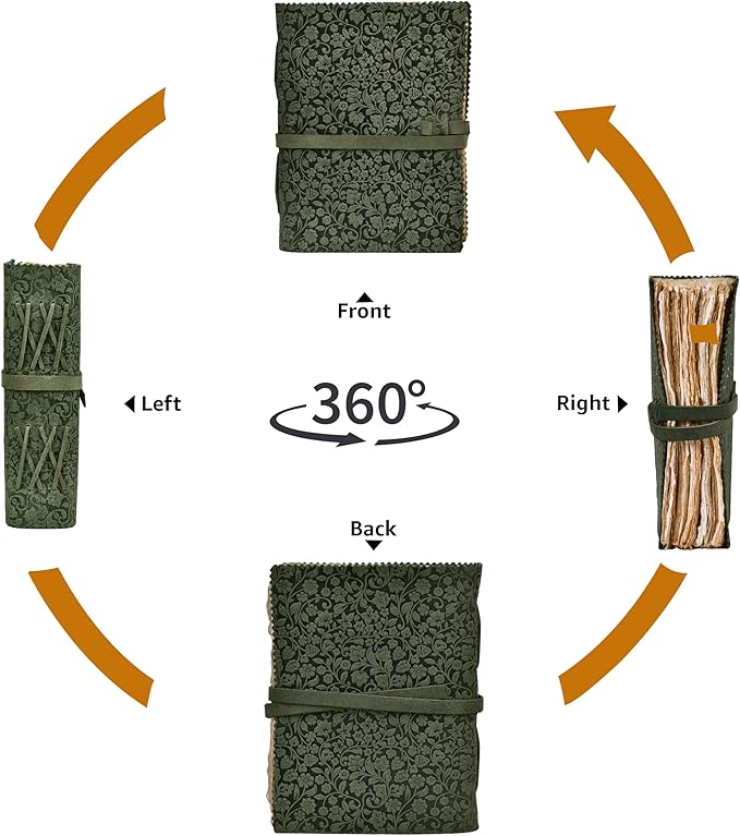 LEATHER VILLAGE Leather Bound Floral Embossed Journal for Women Men - 200 Pages, 13X8 Inches, Aqua - Book of Shadows, Vintage Blank Paper Travel Diary, Notebook for Writing, Drawing, Sketchbook