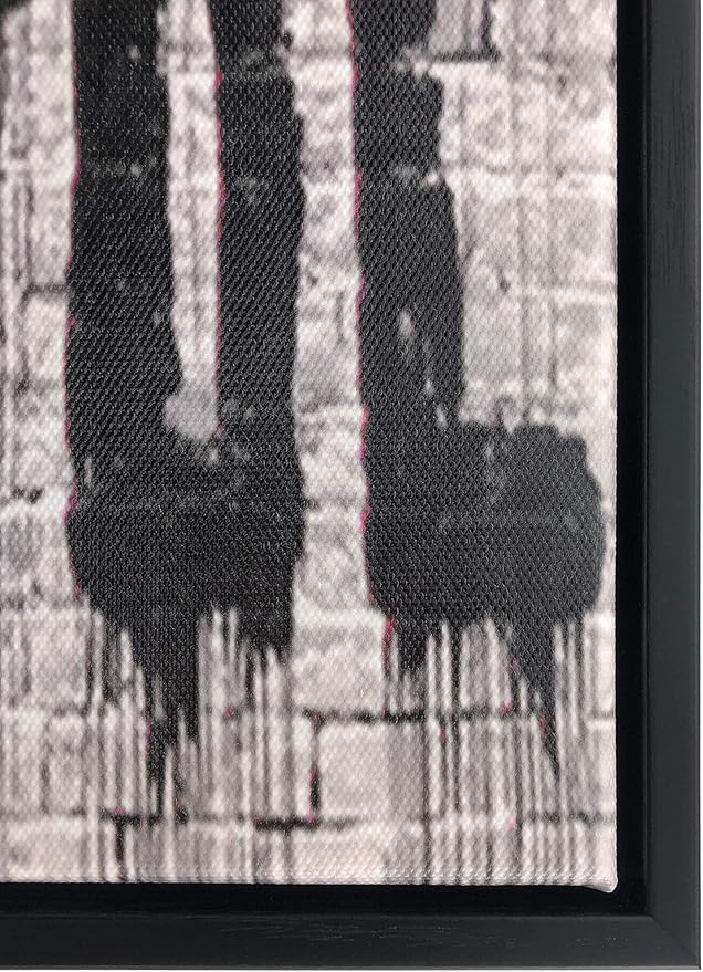 Wieco Art Framed Art Canvas Prints of Banksy Life is Beautiful Abstract Artwork for Wall Decor Black Frame BANKSY-2-5060-BF