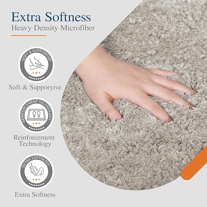 Walensee Luxury Bathroom Rug, 24" x 40", Light Tan - Extra Soft, Absorbent, Non-Slip, Machine Washable Shaggy Bath Mat for Bathroom