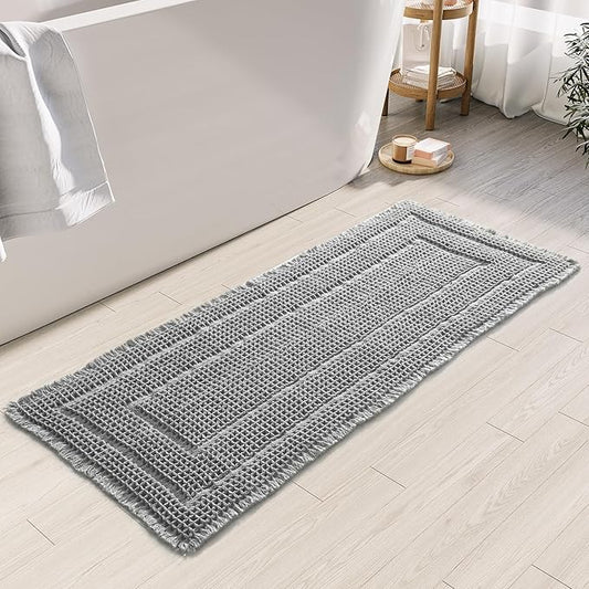 Bath Mats for Bathroom Non Slip,Waffle Luxury Bath Mat,Machine Washable Bath Mat for Shower,Ultra Soft Bathmat,Gray,19"*48"