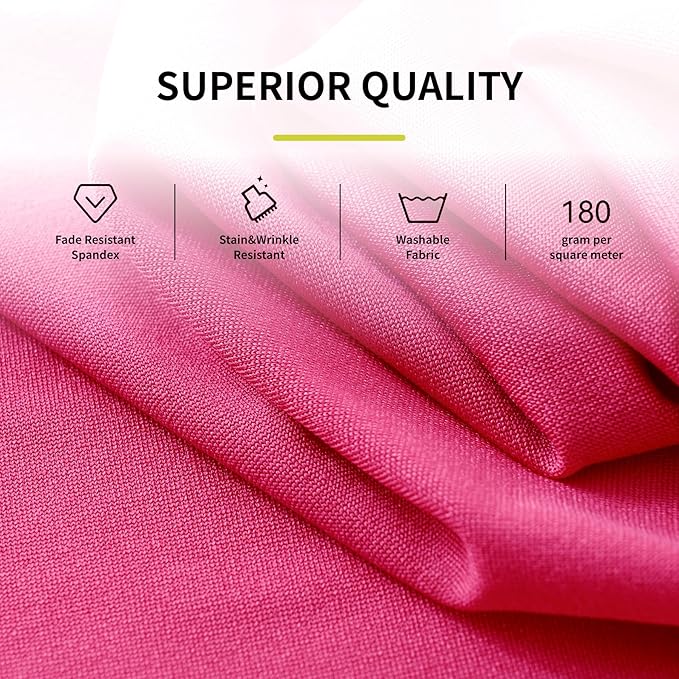 Outpain 8 Pack Hot Pink 72inch Spandex Round Tablecloths, Stretchy 132inch Fitted 6FT Round Table Cloths, Wrinkle Free Table Cover with Skirt for Wedding Party Dining Banquet