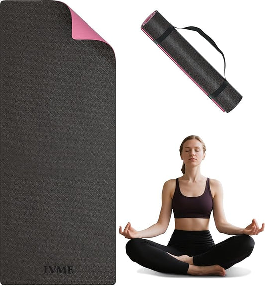 Yoga Mat Non Slip, Anti-Tear 1/4 Thick TPE Yoga Mats for Women and Men, a stylish and practical dual-tone yoga mat.72"x24" Exercise & Fitness Mat with Carrying Strap, Workout Mats for Yoga, Pilates and Floor Exercise