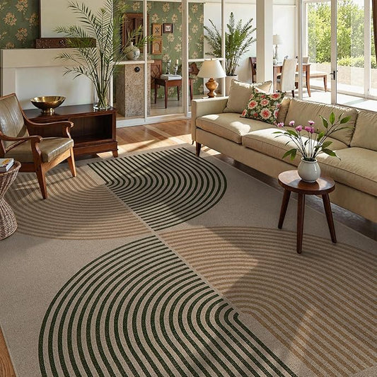 Lahome Modern Rainbow Easy Jute Rug, 8x10 Living Room Rug Indoor Outdoor Patio Rug Farmhouse Large Area Rug, Contemporary Non Slip Non Shedding Carpet for Bedroom Backyard Dining Room