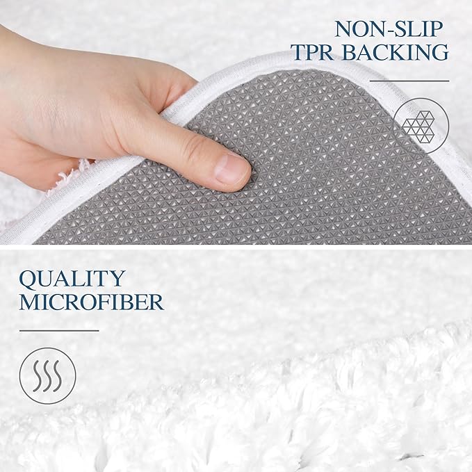 Walensee Large Bathroom Rug (24 x 36, White) Extra Soft and Absorbent Shaggy Bath Mat Machine Washable Microfiber Non Slip Luxury Floor Mat