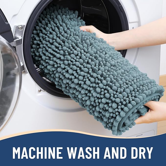 Arotive Luxury Chenille Bathroom Rug Mat, Extra Soft Thick Absorbent Shaggy Bath Rugs, Non-Slip Machine Wash Dry, Plush Bath Mats for Bathroom, Shower and Tub, 34x21, Smoky Gray