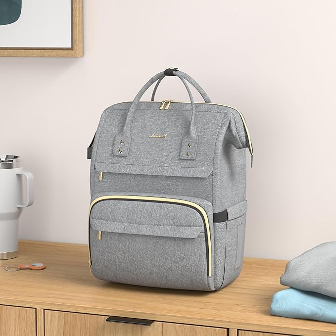 LOVEVOOK Laptop Backpack for Women,15.6 Inch Professional Womens Travel Backpack Purse Computer Laptop Bag Nurse Teacher Backpack,Waterproof College Work Bags Carry on Back Pack with USB Port,Grey