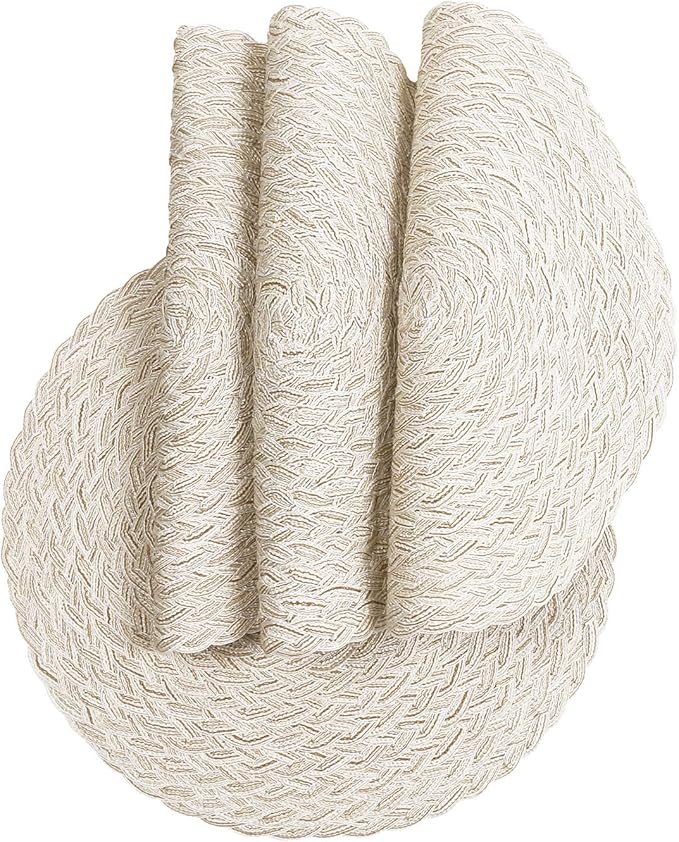 SHACOS Round Braided Placemats 15 inch Set of 6 Boho Thick Washable Kitchen Table Placemats for Home Wedding Party (T-Ivory, 6)