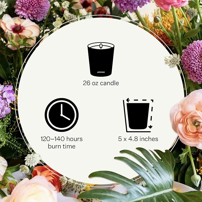 Apotheke 3-Wick Scented Candles for Home, Earl Grey Bitters - 26 oz Soy Wax Aromatherapy Jar Candle Gift for Women - Long-Lasting Fragrance with Perfume-Grade Essential Oils - Bergamot, Peony & Lemon