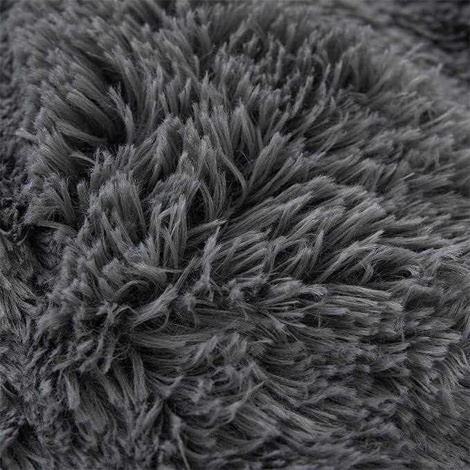 MorroMorn 5 PCS Shaggy Duvet Cover Bedding Set - Fluffy Comforter Cover Long Faux Fur Luxury Ultra Soft Cozy (Grey, King/California King)