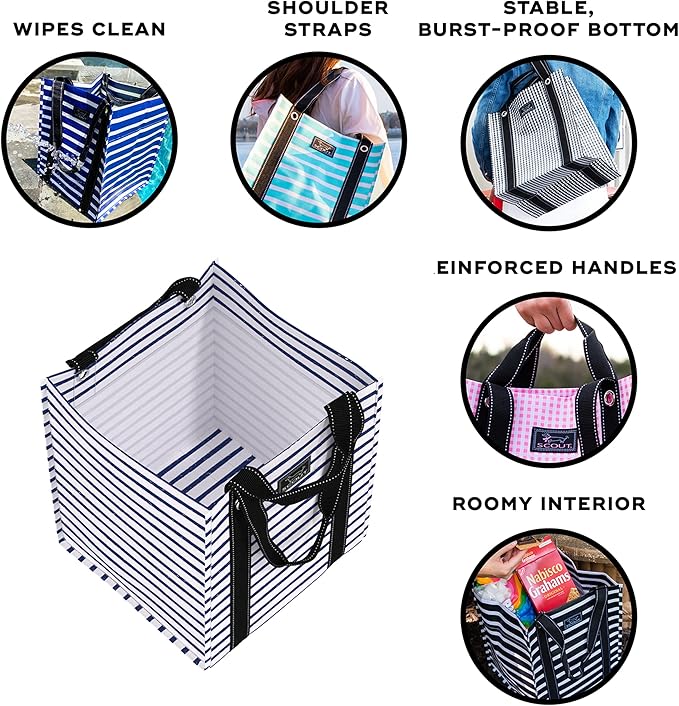 SCOUT Bagette Market Tote, Large Reusable Grocery Bag with Burst-Proof Bottom