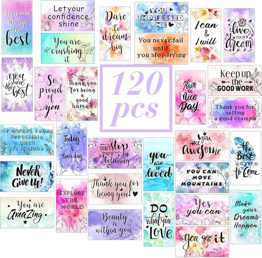 Outus 120 Pcs Motivational Encouragement Quote Cards Inspirational Kindness Appreciation Gratitude Business Cards Encouragement Mini Note Cards, 30 Styles, 3.5 x 2 Inch(Positive Style)