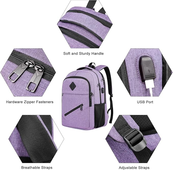 BIKROD Backpack for Girls Women, School Backpack for Teen Boys, Lightweight Casual High School Bookbag, Daily-use Travel Laptop Backpack with USB Charging Port Fits 15.6 Inch Notebook